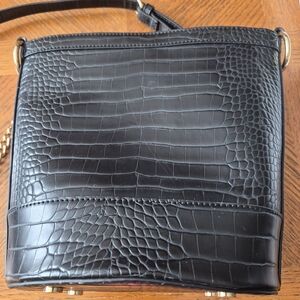 Black Croc-Embossed Crossbody Bag By INC